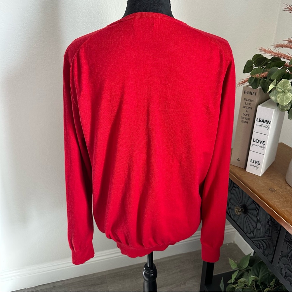 Ralph Lauren Men's, Unisex V-Neck Long Sleeves Shirt in Bold Red Size XL - Picture 4 of 8